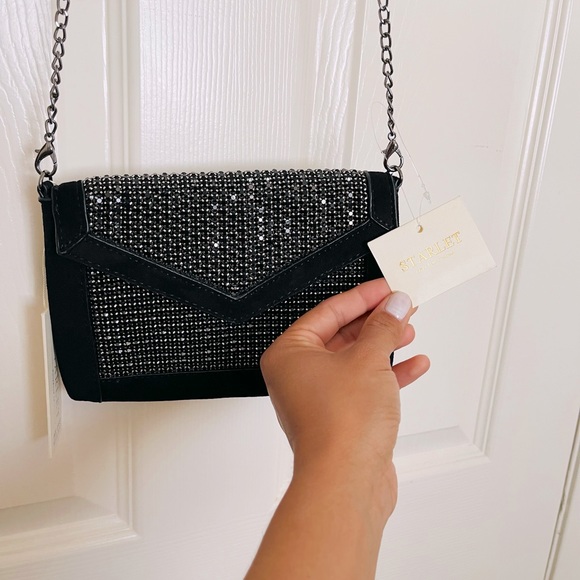 Evening clutch Nwot Starlet Hollywood black + silver chain bag + clutch